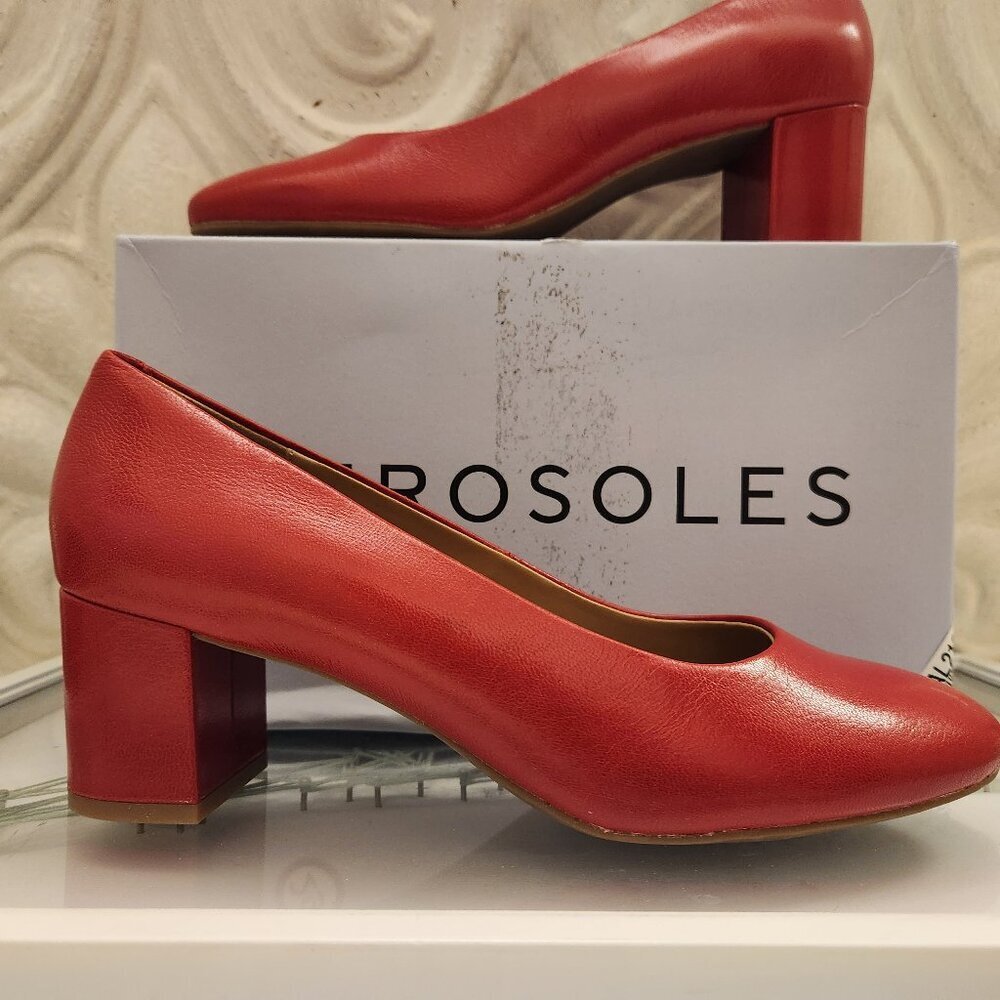 AEROSOLES Red Block Heel Pumps